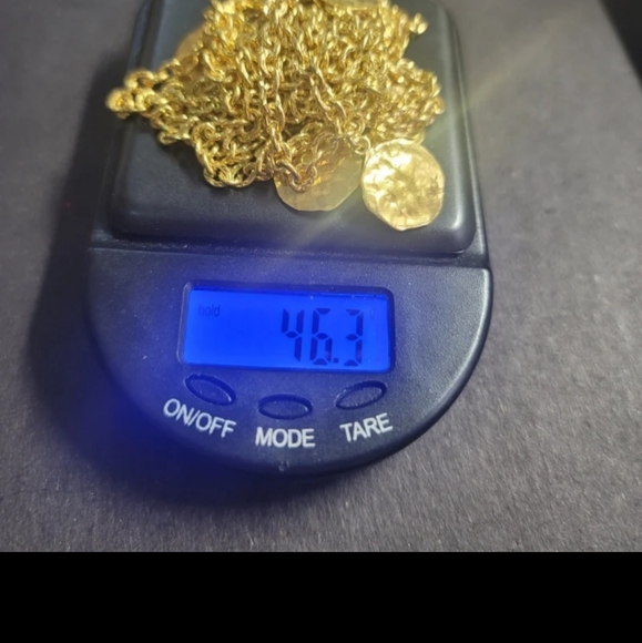 N167  3 Strand Polished Disc Station Charm Link Necklace - Picture 5 of 6